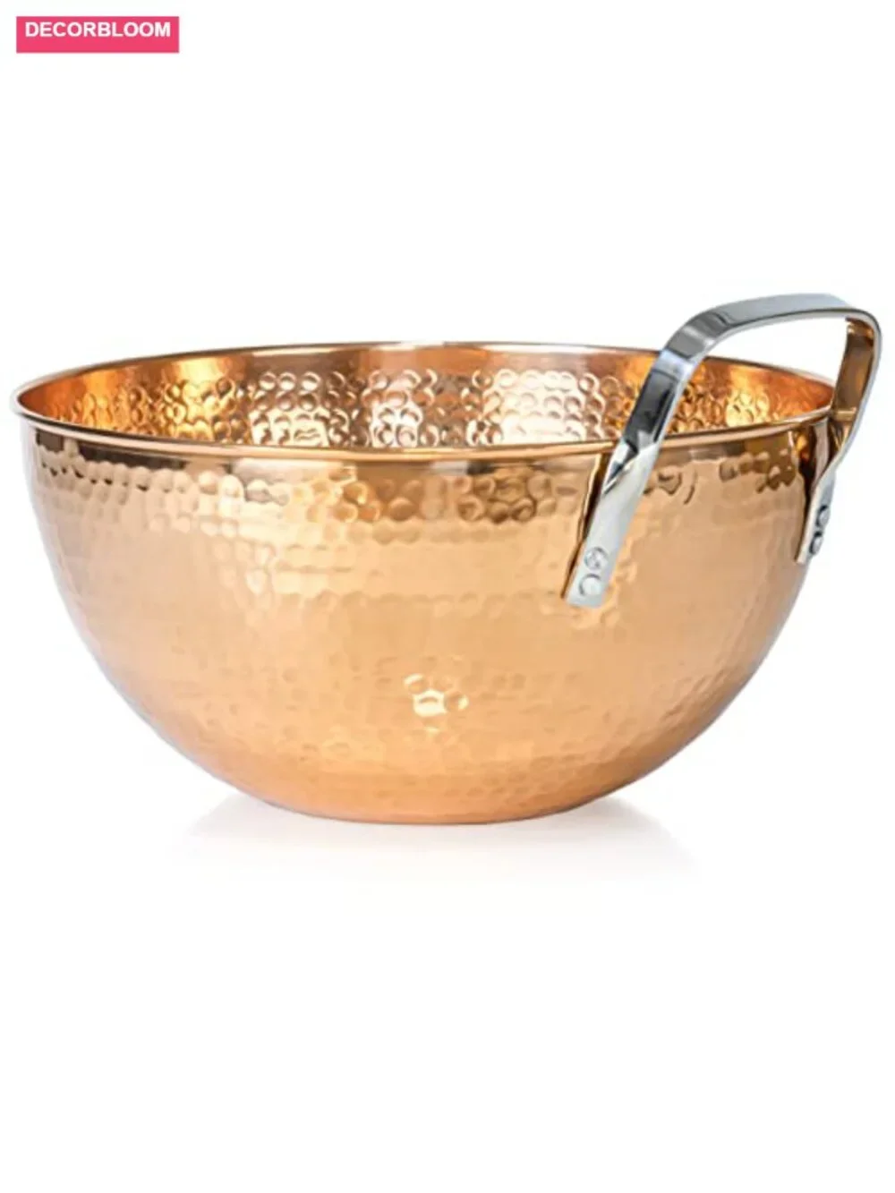 Pure Copper Mixing Bowl, 5 Quart 11 Inch, Hammered Finish with Handle